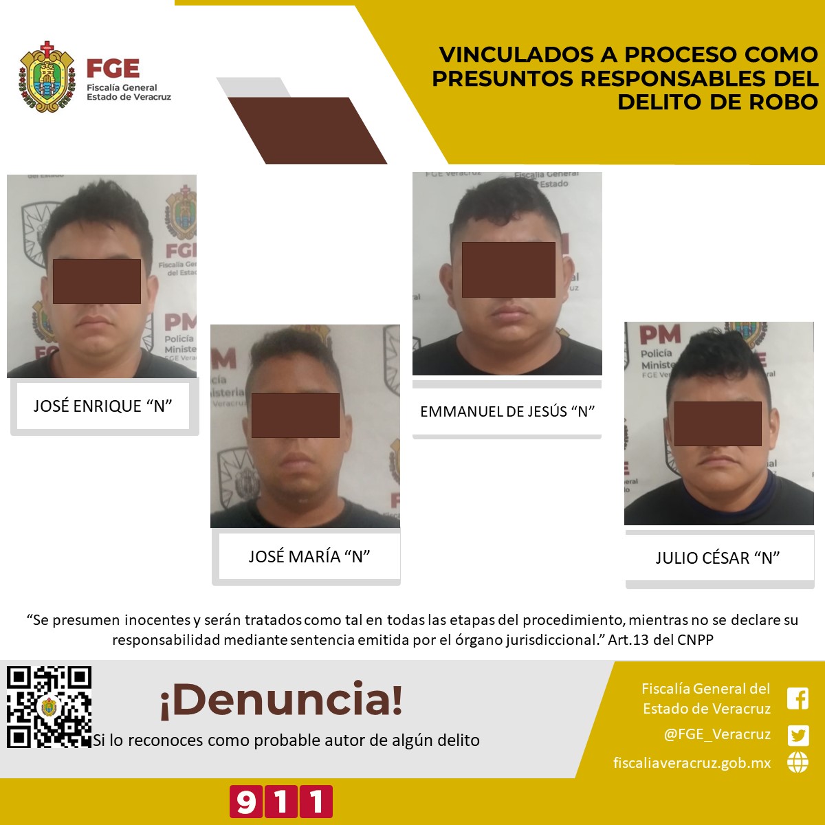 Vinculados a proceso como presuntos responsables del delito de robo